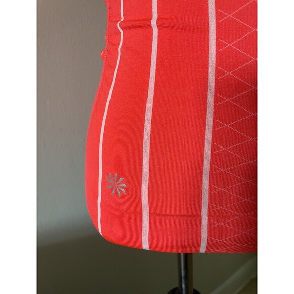 Athleta Finish Fast Line Tank Size XS Coral Orange Racerback Top T Shirt Ruched - Picture 5 of 9